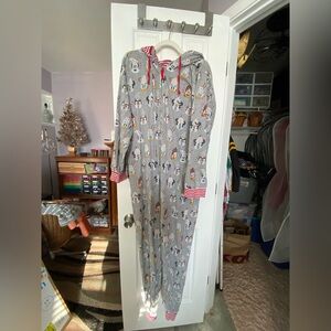 Mickey & friends hot chocolate footed/hooded w/ears pjs